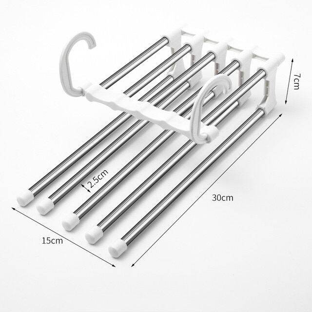 5 in 1 Pants Hanger Stainless Steel Trouser Rack Adjustable Folding