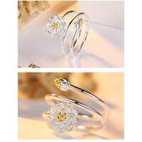 S925 Sterling Silver Multi-layer Lotus Ring for Womens Personality and Creativity Rings