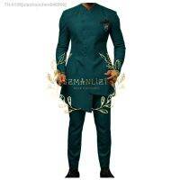 ❉ xianhaochen048906 africano óleo verde casaco pant design colar masculino ternos terno fino ajuste smoking festa de casamento noivo vestir traje