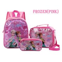 ♨ Disney 3 piece Set Of Children Girls Cartoon Princess Elsa Spiderman Schoolbag Cute Boy Backpack Lunch Bag Pencil Case Frozen