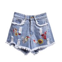 【มีไซส์ใหญ่】Plus Size Womens Casual Summer Shorts Casual High Waist Denim Shorts