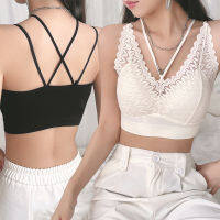 2023 Crop TOP ผู้หญิง lette สายฟรี camisole ลูกไม้ suspender สวยกลับชุดชั้นในสบายขนาดใหญ่ chest Pad