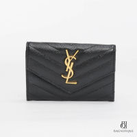 YSL ENVELOPE CARDS WALLET SHORT BLACK CHEVRON GHW