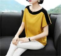 BLOUSE Plus Size Women Short-sleeved Top T-shirt Stitching Loose Half-sleeved Bottoming Shirt