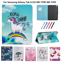 เคสพับฝาเป็นฐานสำหรับ Samsung Galaxy Tab A 8.0 2019 SM-T295 T290ลายสัตว์8 T295 Casing Tablet A8แถบเคส Galaxy รูปสัตว์ tcubjb