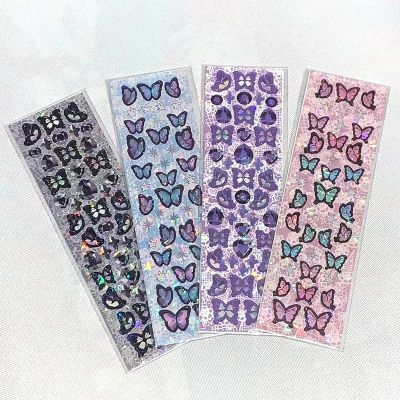 1Pc Korean Laser Color Butterfly Stickers Scrapbooking Hand Account Beautify Tool Kawaii Stationery Sticker School Supplies