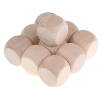 【CW】 10pcs 30mm Blank Cubes Round Corners D6 Math Dices Set for Board Wood Table Games Game Prop