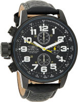 Invicta Mens I-Force Left Handed Quartz Watch with Leather Strap, Black (Model: 3332)