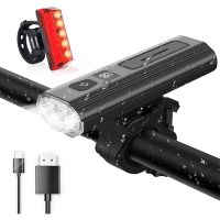 Bike Lights Set 3 LED-T6 White LEDs USB Rechargeable Tail Lights Road Bike Front and Rear Lights Bicycle Headlight