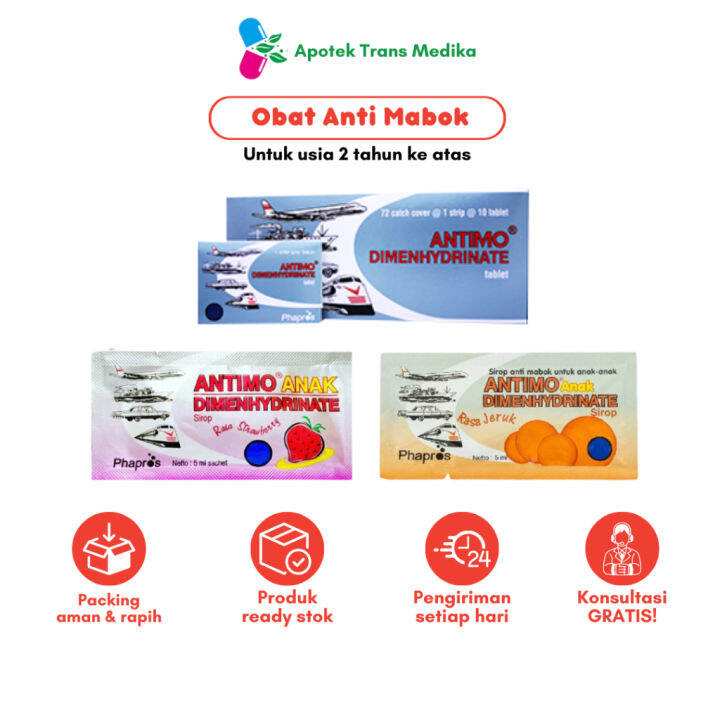 Antimo adalah obat untuk mencegah dan meredakan mual, muntah, pusing