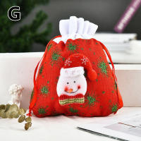 Pzcf 1PC Santa Claus Chrismtas Xmas Gift Bag Drawstring Bag Linen With Handle Candy Bag Printed Exquisite Children Stocking Bag