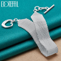 Dotefhil เงินแท้925สายนาฬิกาข้อมือเครือข่ายหัวใจสร้อยข้อมือโซ่สำหรับผู้ชายผู้หญิงเสน่ห์แต่งงานหมั้นพรรคเครื่องประดับแฟชั่น