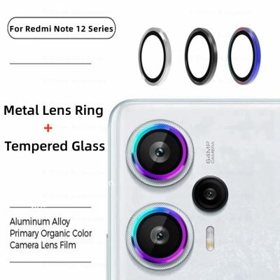 แก้วป้องกัน9D กล้องโค้ง Redmi Note 12 Pro Plus 4G 5G เทอร์โบ2023วงแหวนโลหะสีดำฝาปิดเลนส์ฟิล์มเลนส์กระจกเทมเปอร์