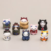 Naruto Toys Set Cat Naruto Sasuke Kakashi Gaara Action Figure Anime Model PVC Statue Collectible Toys