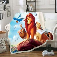 Disney Cartoon Lion King Simba Funny Character Blanket 3D Print Sherpa Fleece Blanket Throws on Bed