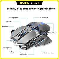 RYRA โลหะเมาส์ไร้สาย1600จุดต่อนิ้วแบบชาร์จตาแมว2.4กิกะเฮิร์ตซ์7คีย์ไร้สายเงียบแล็ปท็อปเมาส์สำนักงานเกมไม่จำกัด