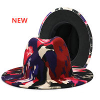 Wide Brim Tie-dye Fedora Hats for Women Men Autumn Winter Ladies Vintage Fascinator Multicolor Panama Felt Jazz Hat Wholesale