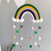 Baby Room Decoration Hand-Woven Rainbow Ornaments Wall Hanging Kids Room Decorations Rainbow Tassels Wind Chimes Photo Props