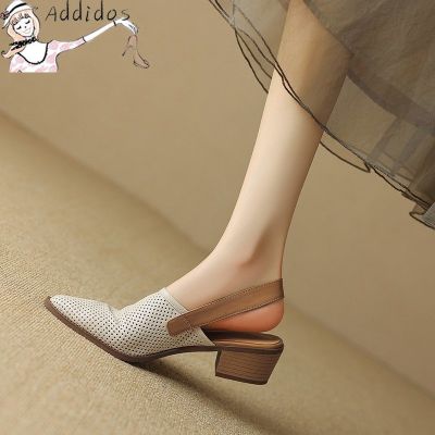 Women Heels Sandals Korean Sandals for Women Heels Fashion Pointed Toe Mid Heel Thick Heel Summer Heels Sandals for Women