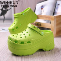 Summer Green Platform High Heels Sandals Non-slip Wedges Shoes for Women 10 Cm Increase Fashion Garden Shoes Flat