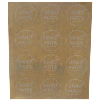 1200PCS/lot Vintage HANDMADE Round &amp; square Kraft Paper Sticker For Handmade Products Gift Sealing Packaging Label Scrapbooking Stickers Labels