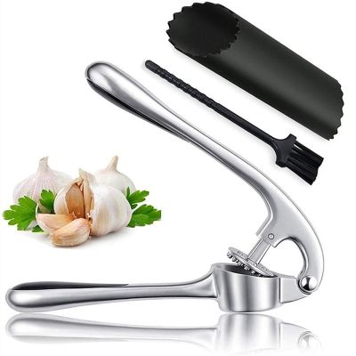 Kitchen Premium Garlic Press Easy to Squeeze with Garlic Peeler and Cleaning Brush Ginger Crusher Handheld Ginger Mincer Tools