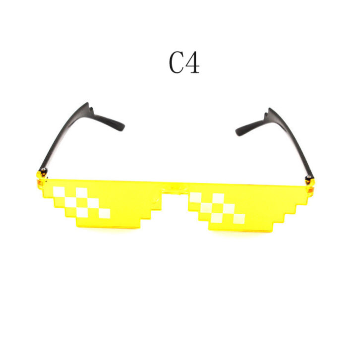 square-lattice-mosaic-pixel-frameless-sunglasses-party-show-thug-life-personality-glasses-unisex-two-dimensional-funny-cool-activity-for-men-women-hip-hop-eyewear