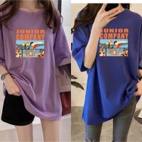 [พร้อมส่ง] เสื้อยืดพู้หญิงแฟชั่นOversizedเดรส เสื้อสาวอวบพิมพ์ลายเส้นเสื้อผ้าทรงหลวม3048