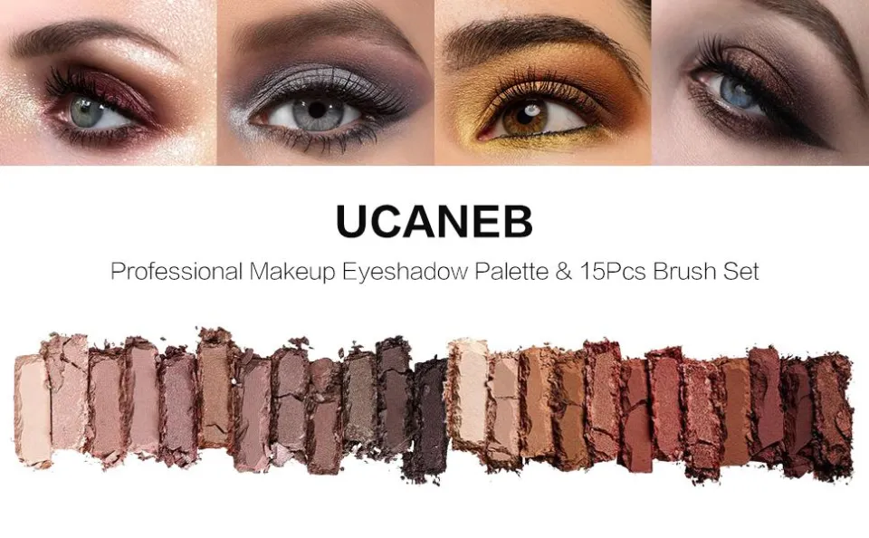 UCANBE 60 Colors Naked Eyeshadow Palette + 15Pcs Makeup Brush Set, All in  One Nude Neutral Smokey Makeup Pallet with Brushes Tools, Pigmented Warm