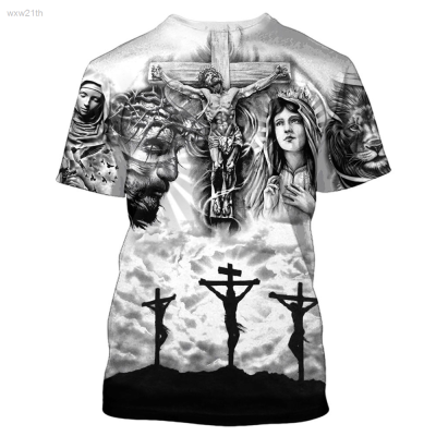2023 Mens Summer Fashion Large 3d Print Jesus Christ Catholic Short Sleeve T-shirt Unisex