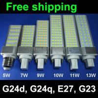 Real power 2 pins g24d 1 g24d 3 g24d 3 led pl bulb Lamp 5W 7W 9W 10W 11W 12W 13W 14W cc driver SMD5730 2835 led light AC85 265V