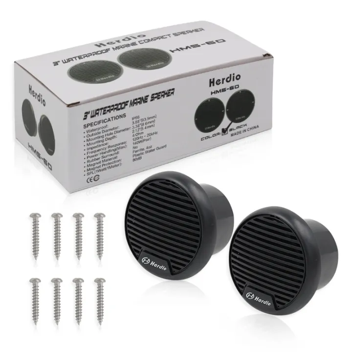 Herdio 3 Inch Marine Waterproof Motorcycle Speakers Audio Stereo System For A U SPA Yacht