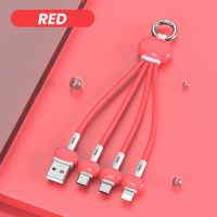 สายชาร์จชาร์จเร็วแบบ3 In 1เคเบิลไมโคร USB พวงกุญแจ USB สายข้อมูล/ชนิด C/8 Pin สำหรับโทรศัพท์