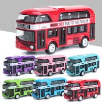 【CC】 1:43 Bus Sightseeing Decker Pull Back Car Kids Drop Shipping