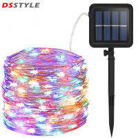 DSstyles ไฟสายไฟนางฟ้าพลังงานแสงอาทิตย์ LED 0.6W 50-300พร้อมโหมดพลังงานแสงอาทิตย์กันน้ำกลางแจ้งไฟประดับแวววาว8โหมด