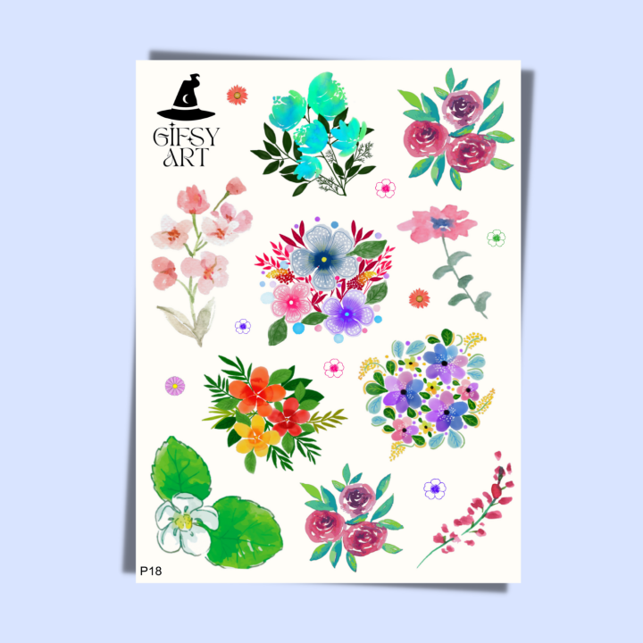 Beautiful Floral Sticker Waterproof - P18