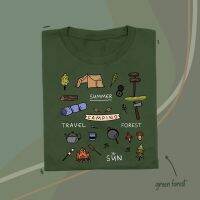 Camping เสื้อยืด T-shirt Unisex Cotton 100%