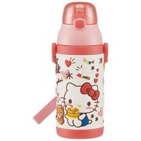 Skater SSPV4-A Stainless Steel Children s Water Bottle 380ml Straw Drinking 3D Hello Kitty Snack Time SSPV4 Sanrio-A wd