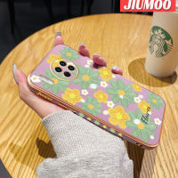 เคส JIUMOO สำหรับ Huawei Mate 30 Pro เคสแฟชั่นลายดอกไม้สี่เหลี่ยมใหม่เคสนิ่มซิลิกาเจลกันกระแทกเคสมือถือรวมฝาครอบป้องกันเลนส์กล้องถ่ายรูปทั้งหมด