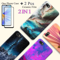 แบบ2 IN 1สำหรับ C2 Realme OPPO กรณี A1K TPU นุ่มและหลากสีทาสีเคสโทรศัพท์ด้วยฟิล์มกันรอยกันกระแทกโค้ง