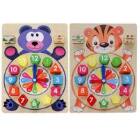 Wooden Clock Puzzle Cute Cartoon Block Toy Clock Puzzle Holiday Gift Safe Wood Toy Learning Clock for Number Operation Visual Perception decent