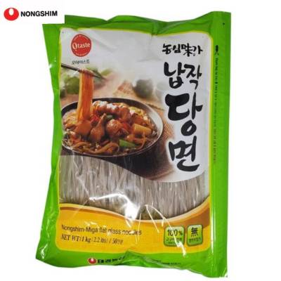 วุ้นเส้นเกาหลี🇰🇷 เส้นแบน jabchae nongshim miga flat glass noddle 1kg.태경 농심미가 납작당면