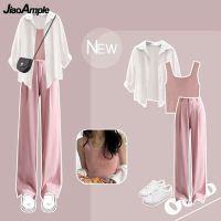 【DT】hot！ Womens Clothing Set Korean Shirt Pants Suits 2023 New Pink Trousers Outfits