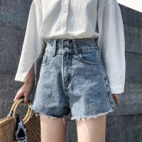 2020 New Summer Women Demin Short Fashion High Waist Wide Leg Double Button Demin Jeans Hot Pants