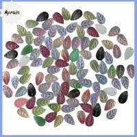 APRAIN 100pcs รูปใบไม้ ลูกปัดแก้วคริสตัลรูปใบไม้ ขนาด18x11มม. สีผสมกัน ลูกปัดสเปเซอร์ สวยงามและทนทาน วัสดุทำจากแก้ว ลูกปัดรูปใบไม้ คนทุกวัย