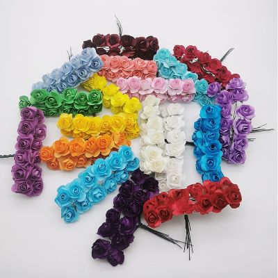 （A SHACK） 12ชิ้นหัวดอกไม้ประดิษฐ์กระดาษดอกไม้ใช้สำหรับงานแต่งงานตกแต่งสี