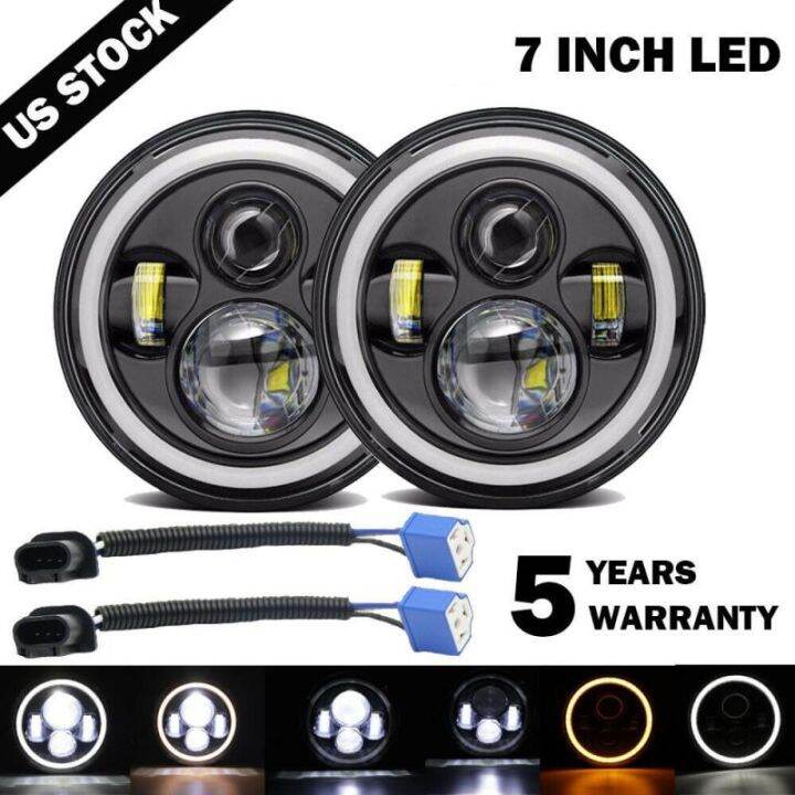 1pcs-150w-ไฟหน้า7นิ้ว-led-ไฟหน้า-drl-hi-lo-beam-angel-eyes-สำหรับ-davidson-honda-yamaha-jeep-wrangler-รถจักรยานยนต์