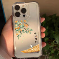 For IPhone 14 Pro Max IPhone Case Thickened TPU Soft Case Clear Case Shockproof Cute Orange Cat Compatible with For 13 12