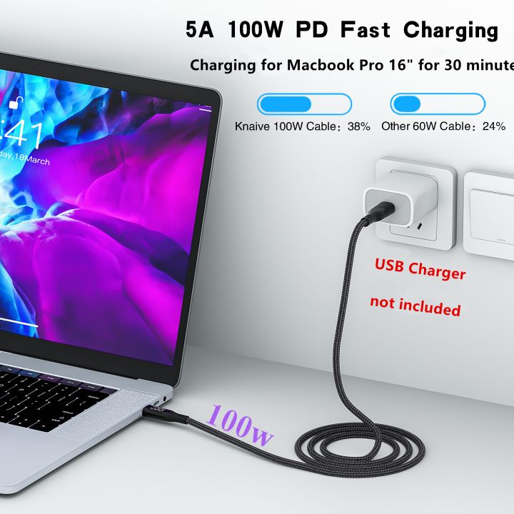 2เมตร-pd-100วัตต์-usb-c-เพื่อพิมพ์-c-เคเบิ้ลสำหรับ-แท็บเล็ตสวิทช์สำหรับ-xiaomi-ซัมซุง5a-อย่างรวดเร็วชาร์จจอแสดงผลดิจิตอลศัพท์ข้อมูลลวด