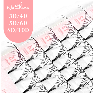 NATUHANA Lashes Korea BASF 3D-10D Pre Made Russian Volume Fan Eyelash Extension Russian Volume Premade แฟน Cilios เครื่องมือแต่งหน้า